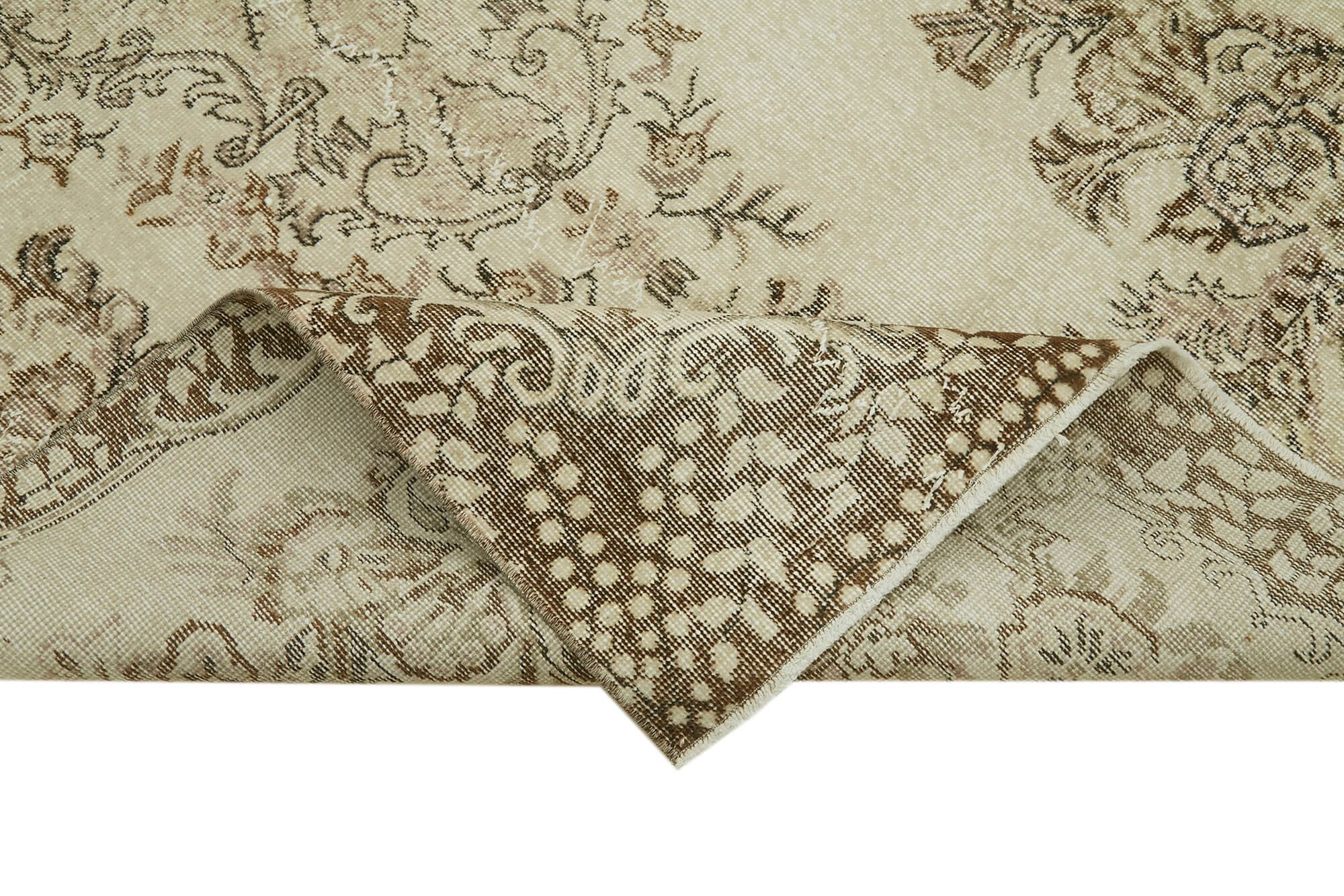 5x9 Beige Turkish Vintage Area Rug - 41831