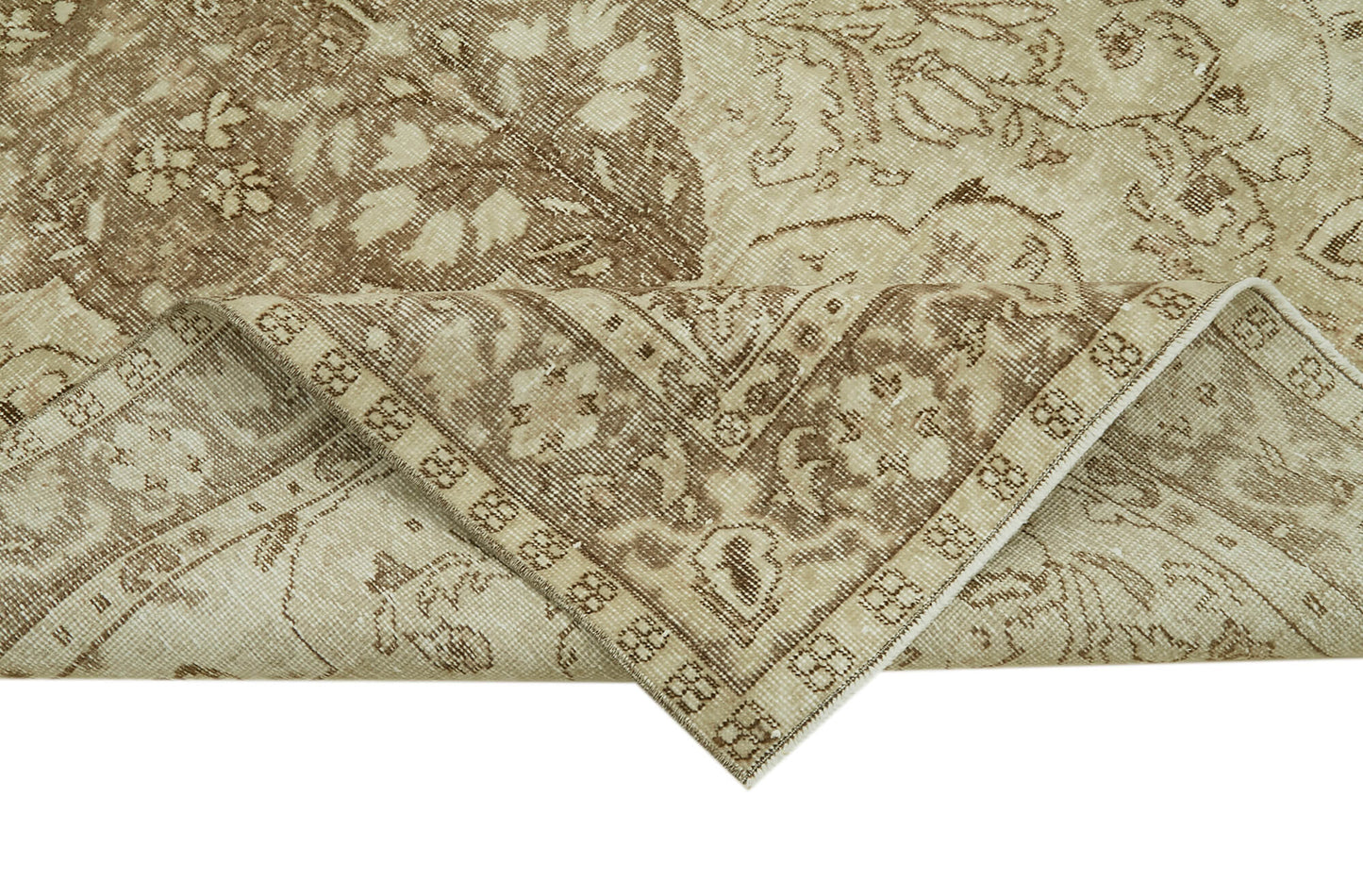 5x9 Beige Turkish Vintage Area Rug - 41832
