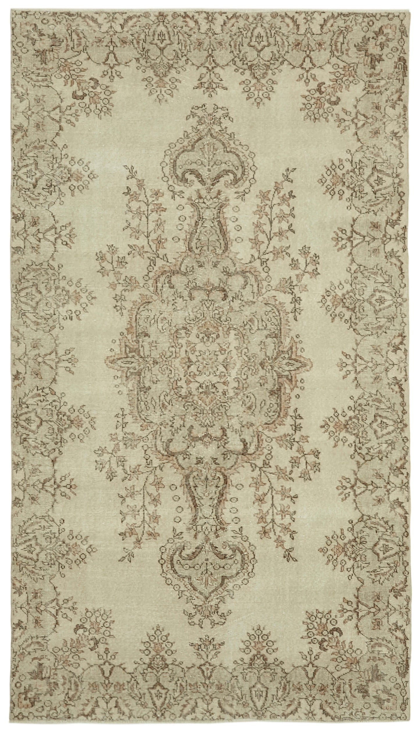 5x10 Beige Turkish Vintage Area Rug - 41833