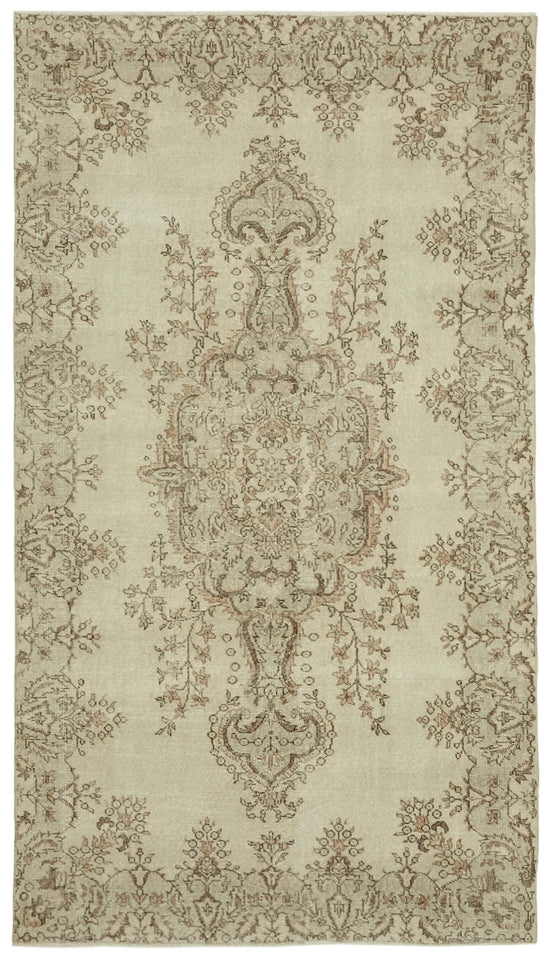 5x10 Beige Turkish Vintage Area Rug - 41833