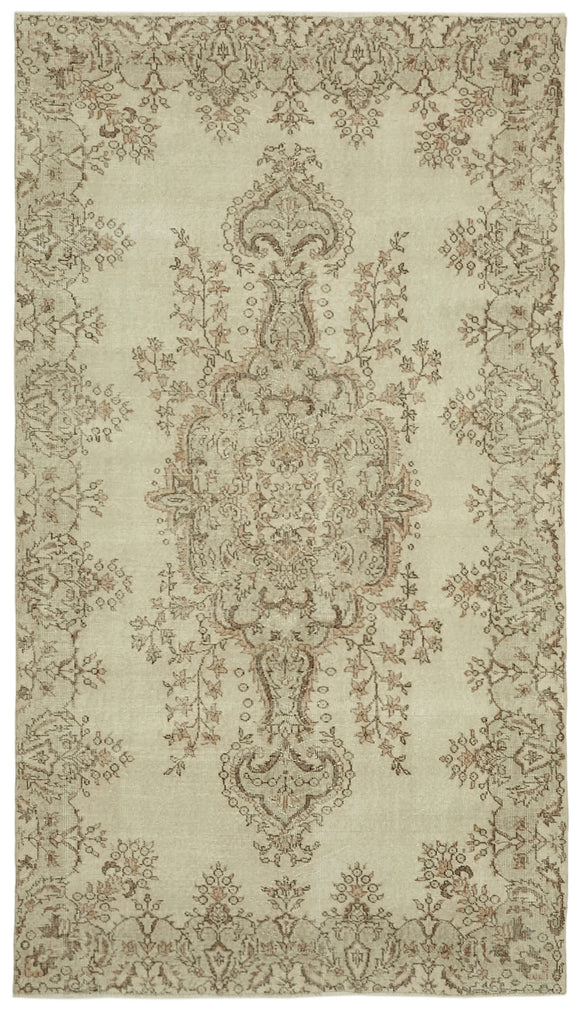 5x10 Beige Turkish Vintage Area Rug - 41833