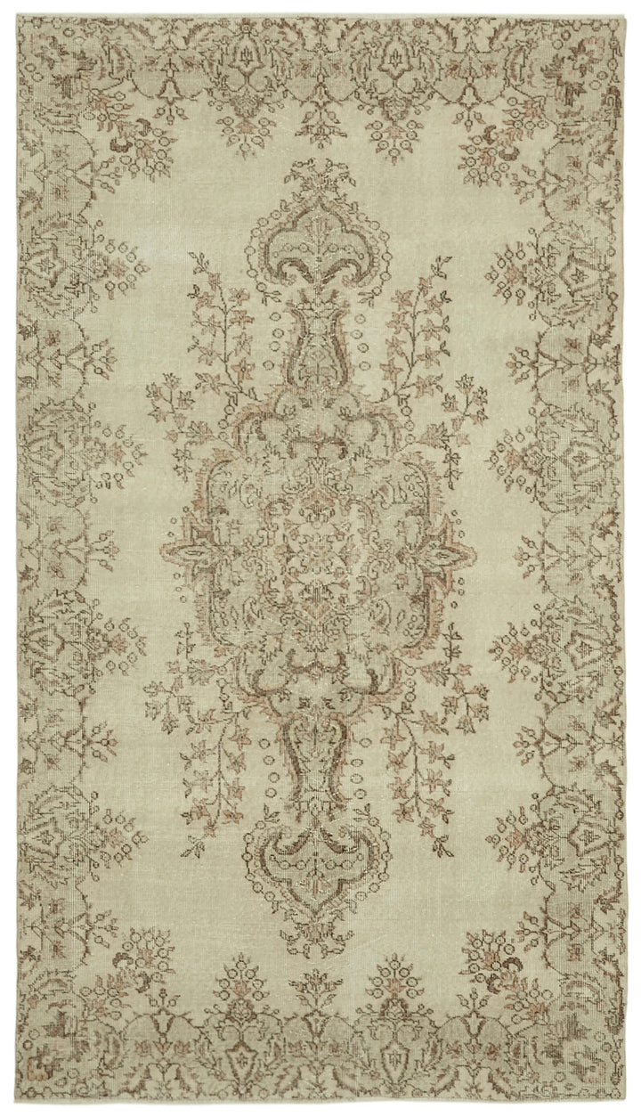 5x10 Beige Turkish Vintage Area Rug - 41833