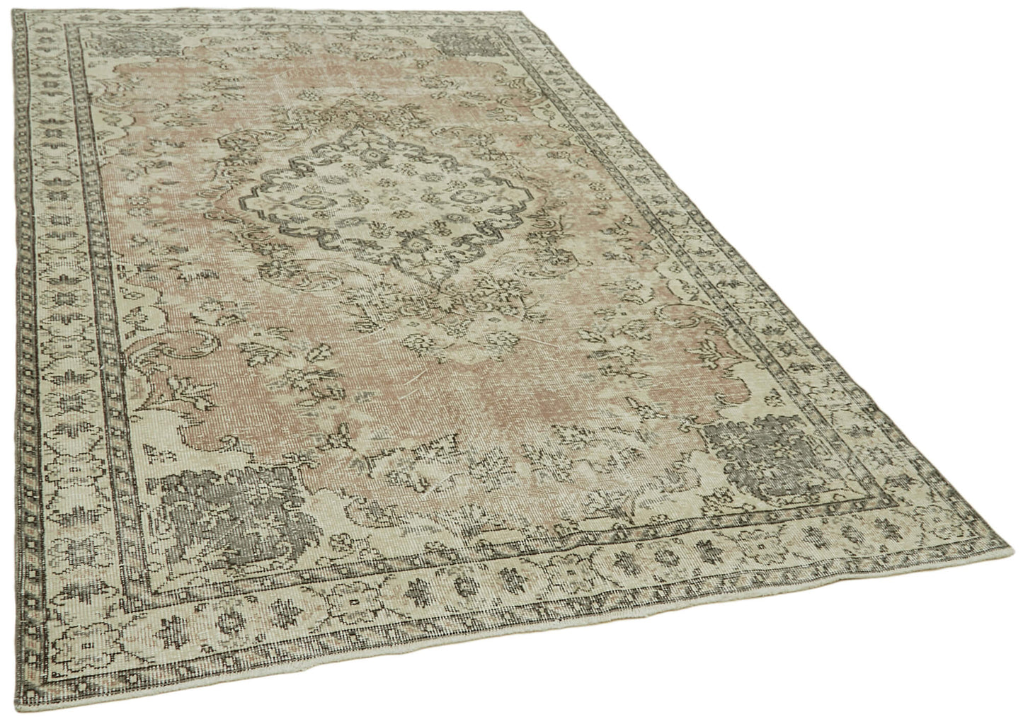 5x8 Beige Turkish Vintage Area Rug - 41834