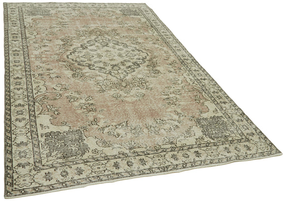 5x8 Beige Turkish Vintage Area Rug - 41834