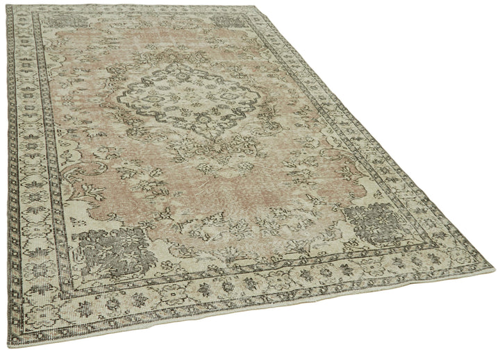 5x8 Beige Turkish Vintage Area Rug - 41834