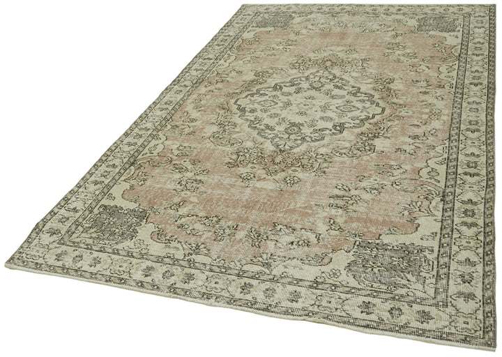 5x8 Beige Turkish Vintage Area Rug - 41834