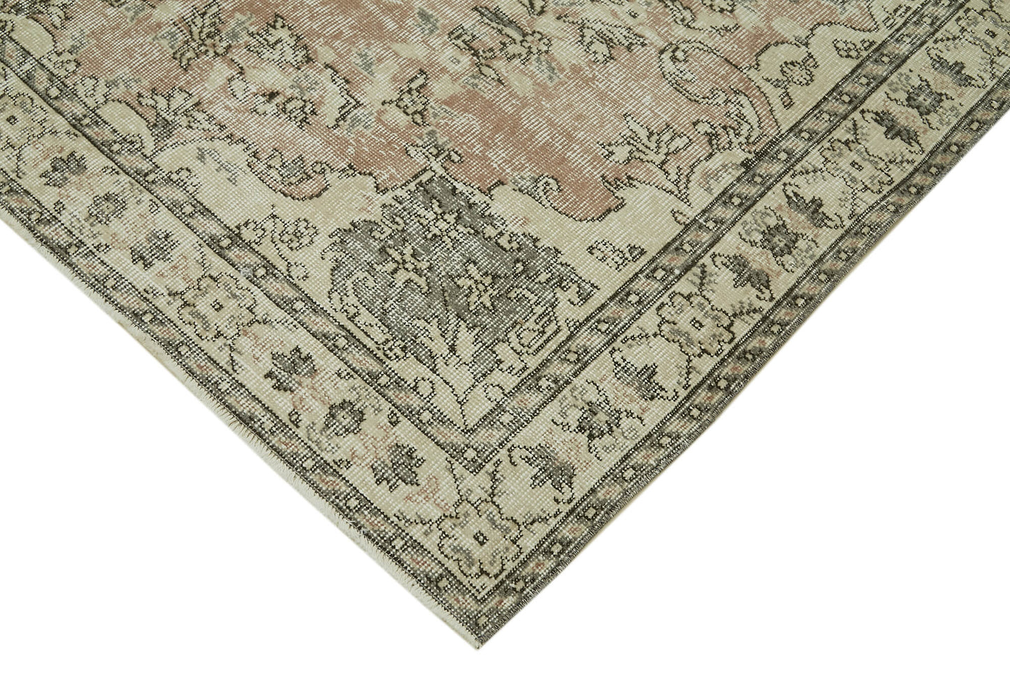 5x8 Beige Turkish Vintage Area Rug - 41834