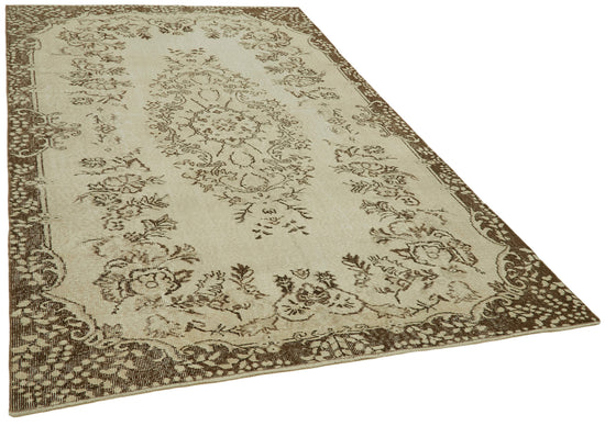6x9 Beige Turkish Vintage Area Rug - 41837