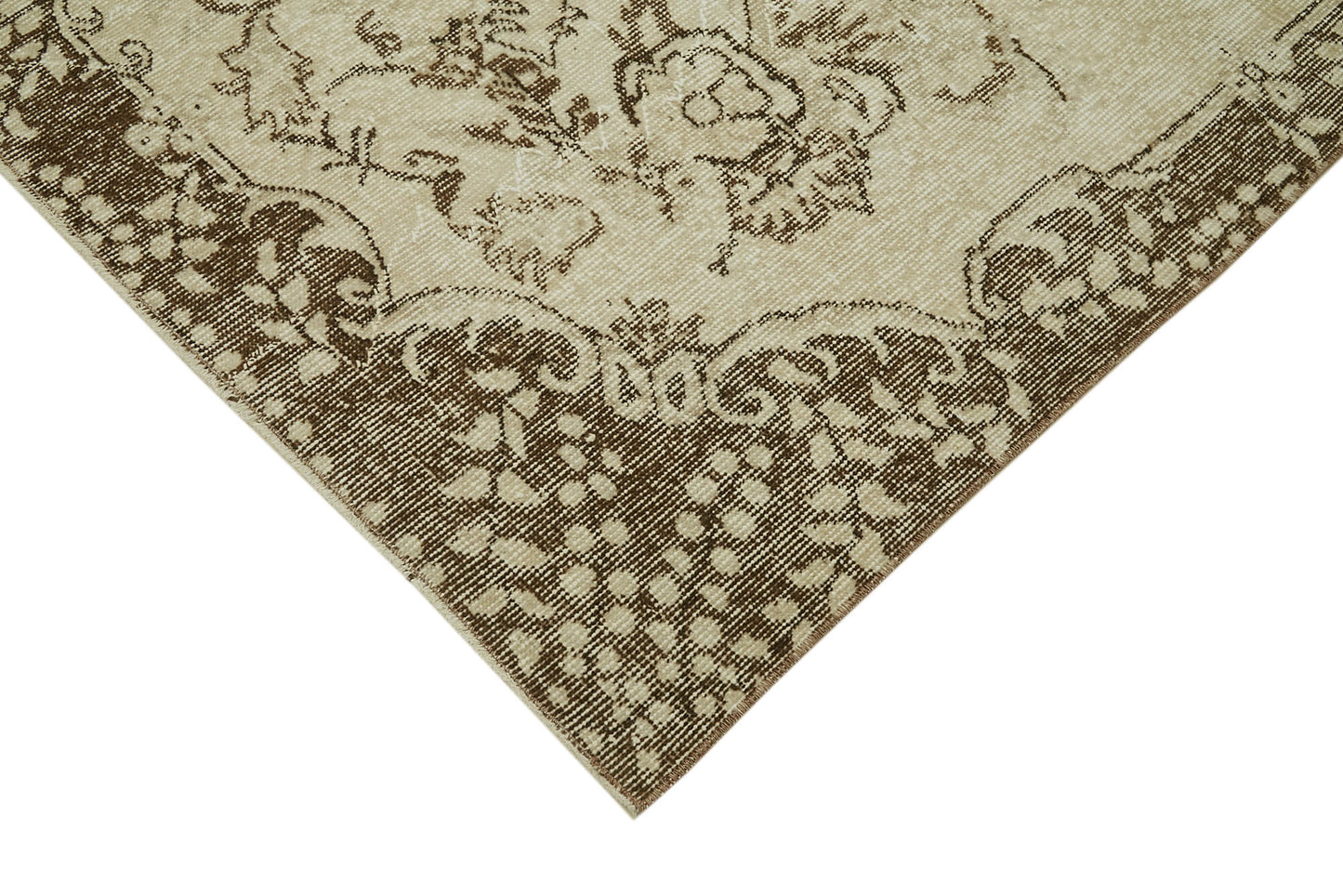 6x9 Beige Turkish Vintage Area Rug - 41837