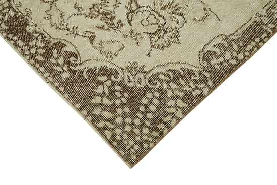 6x9 Beige Turkish Vintage Area Rug - 41837
