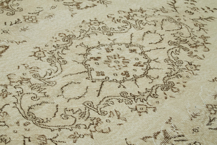 6x9 Beige Turkish Vintage Area Rug - 41837