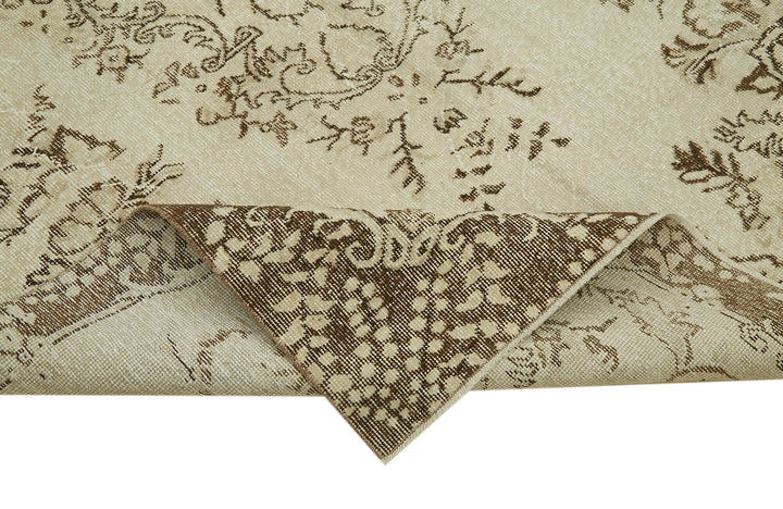 6x9 Beige Turkish Vintage Area Rug - 41837