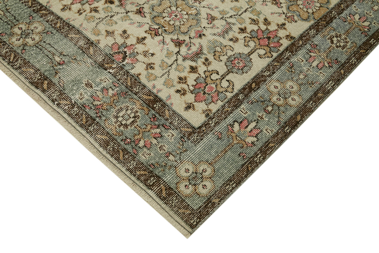 5x8 Beige Turkish Vintage Area Rug - 41838