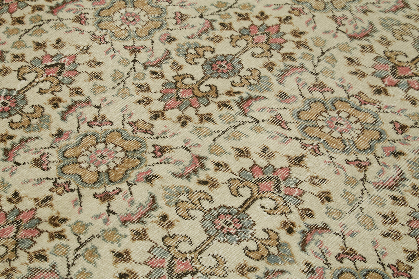 5x8 Beige Turkish Vintage Area Rug - 41838