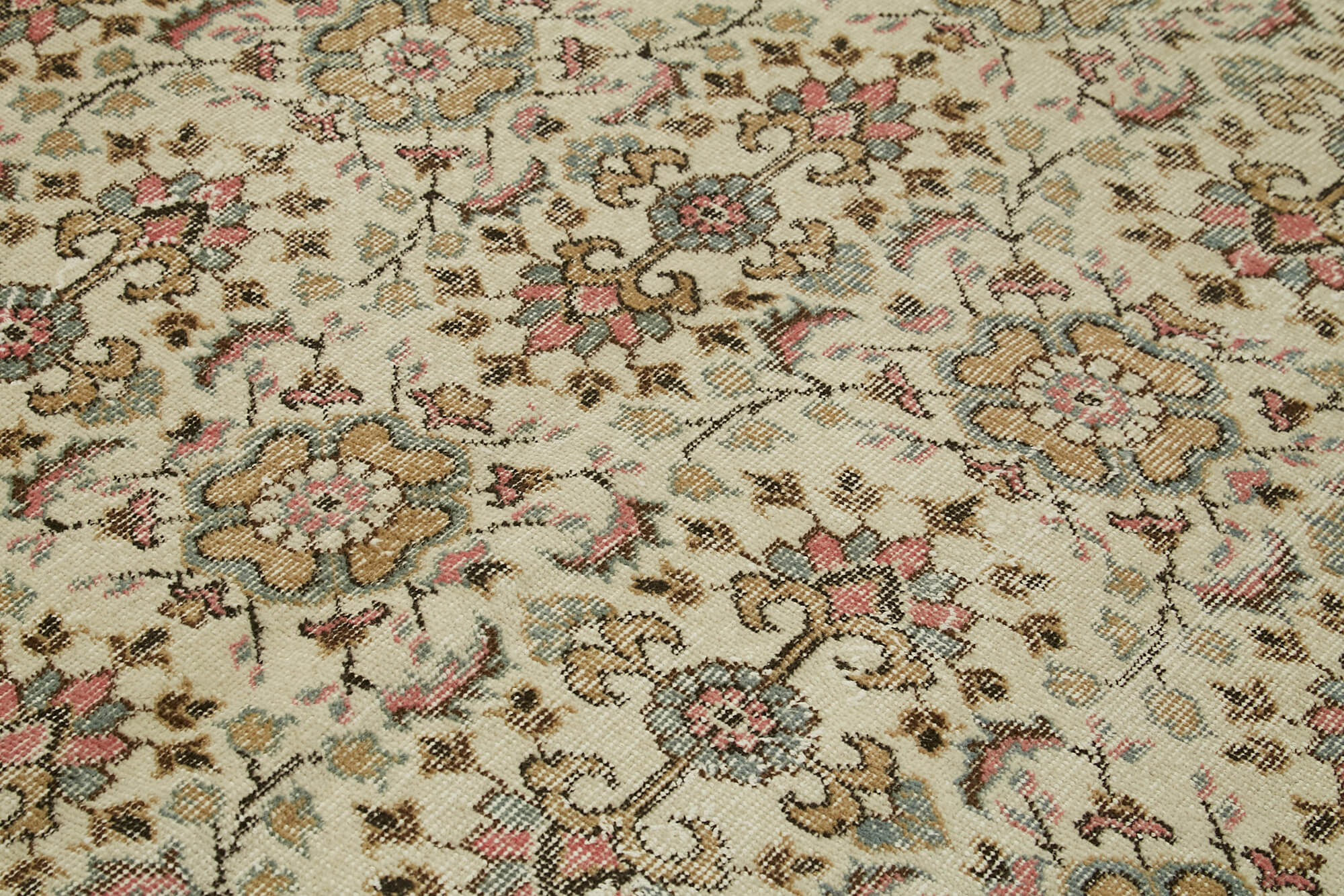 5x8 Beige Turkish Vintage Area Rug - 41838