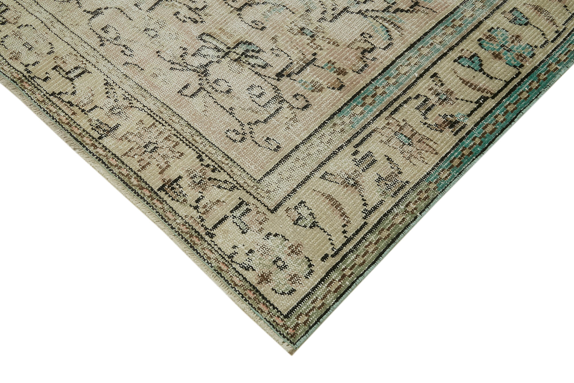 5x9 Beige Turkish Vintage Area Rug - 41839