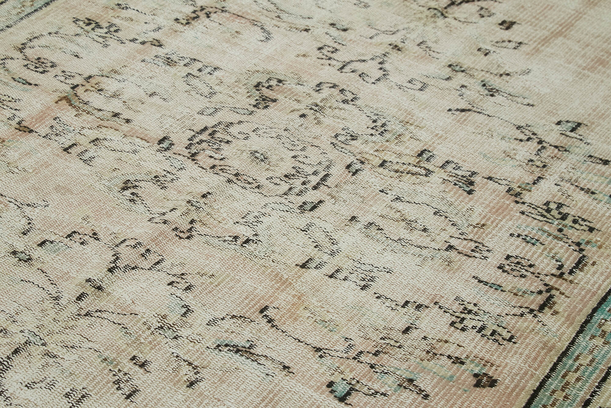 5x9 Beige Turkish Vintage Area Rug - 41839