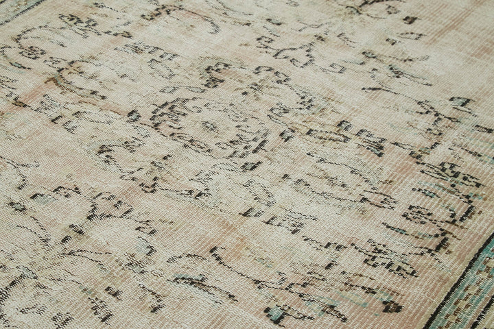 5x9 Beige Turkish Vintage Area Rug - 41839