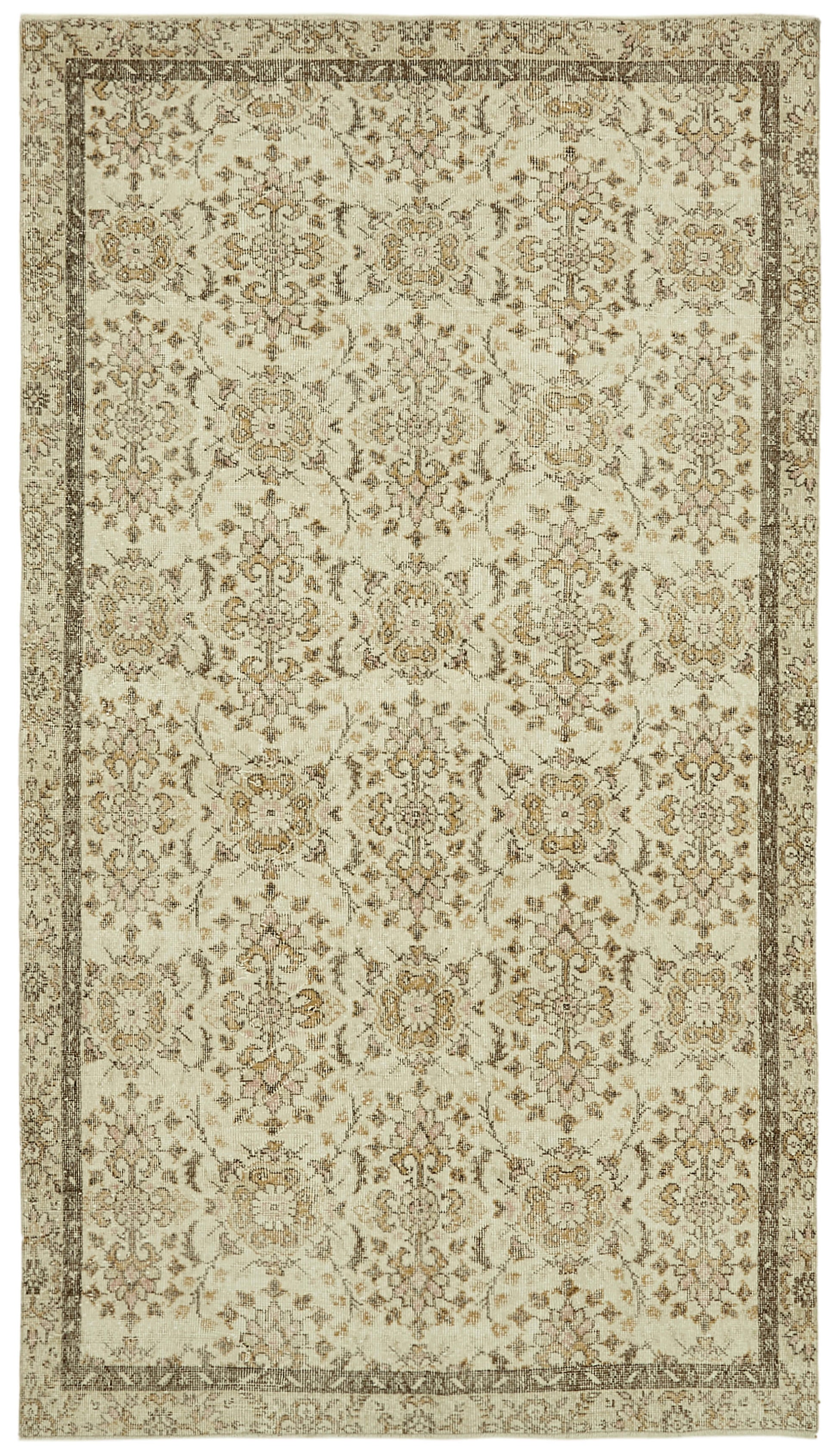 6x10 Beige Turkish Vintage Area Rug - 41842
