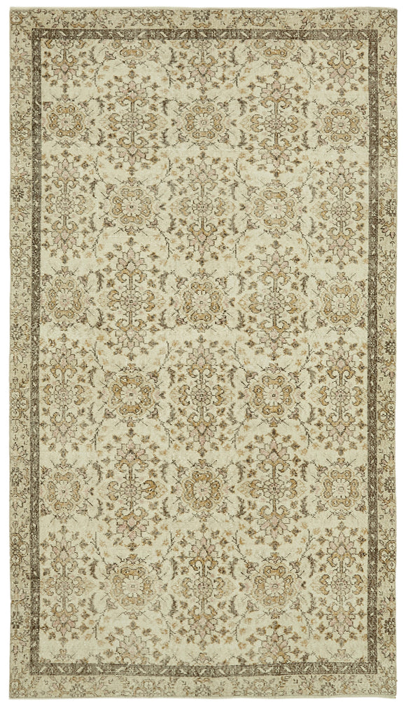 6x10 Beige Turkish Vintage Area Rug - 41842