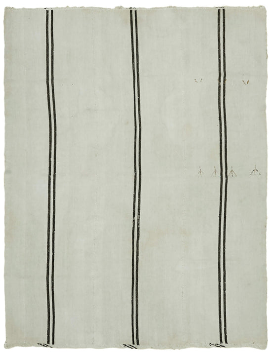 7x9 White Hemp Kilim Rug - 41942