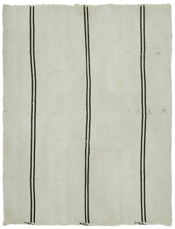 7x9 White Hemp Kilim Rug - 41942