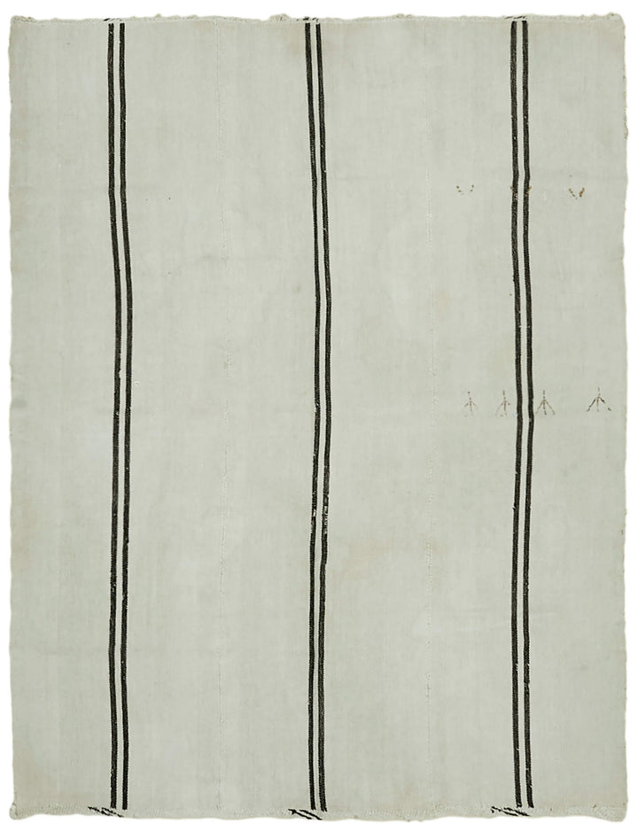 7x9 White Hemp Kilim Rug - 41942