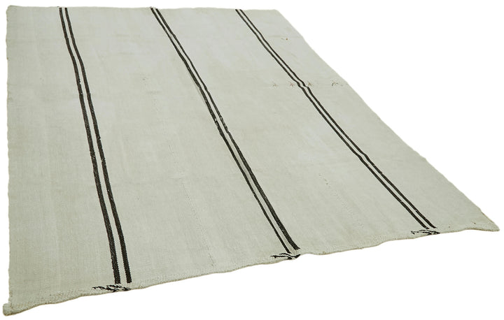 7x9 White Hemp Kilim Rug - 41942