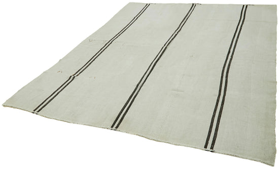 7x9 White Hemp Kilim Rug - 41942
