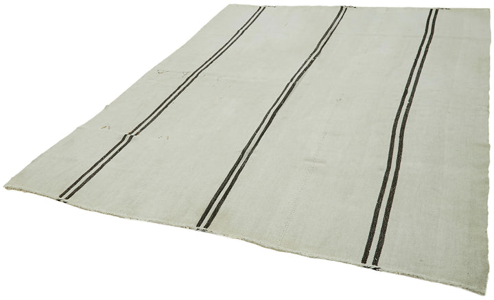 7x9 White Hemp Kilim Rug - 41942