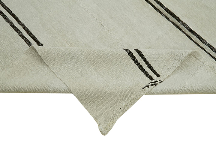 7x9 White Hemp Kilim Rug - 41942