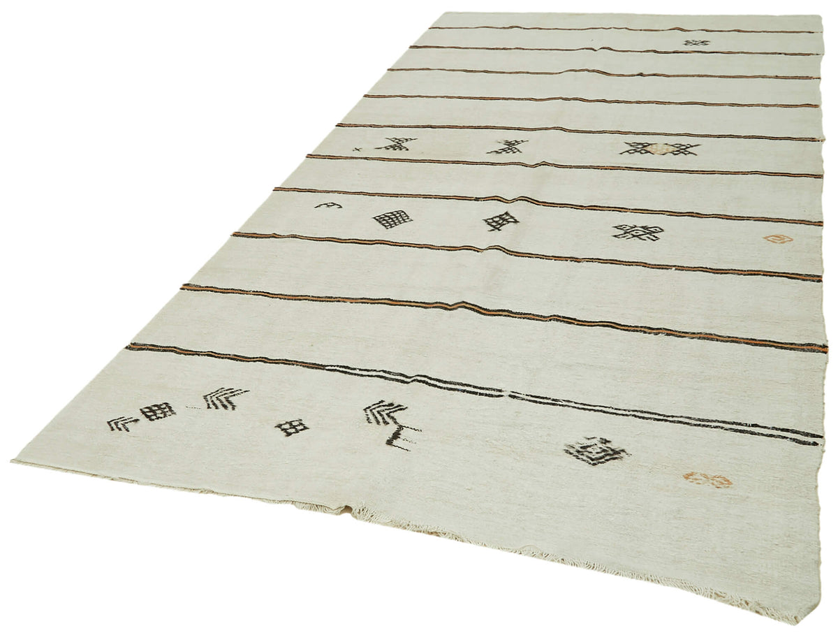 6x12 White Hemp Kilim Rug - 41954