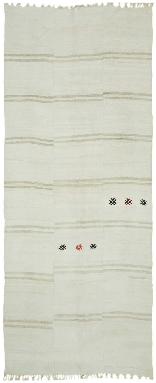 7x15 White Hemp Kilim Rug - 41962