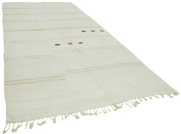 7x15 White Hemp Kilim Rug - 41962