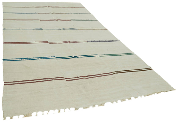 7x13 Beige Hemp Kilim Rug - 41969