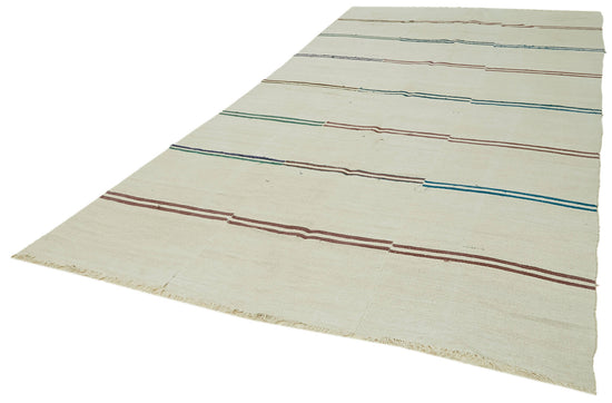 7x13 Beige Hemp Kilim Rug - 41969