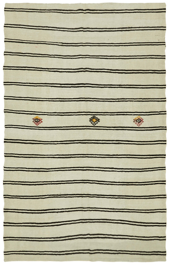 7x11 Beige Hemp Kilim Rug - 41997