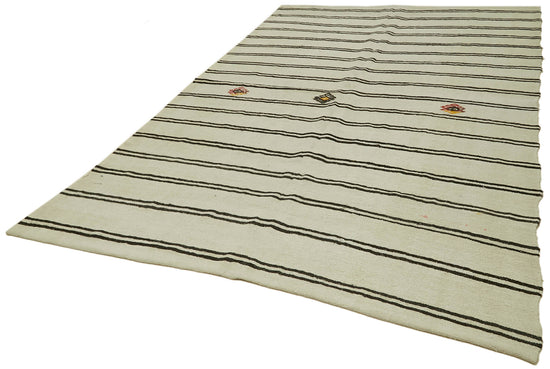 7x11 Beige Hemp Kilim Rug - 41997
