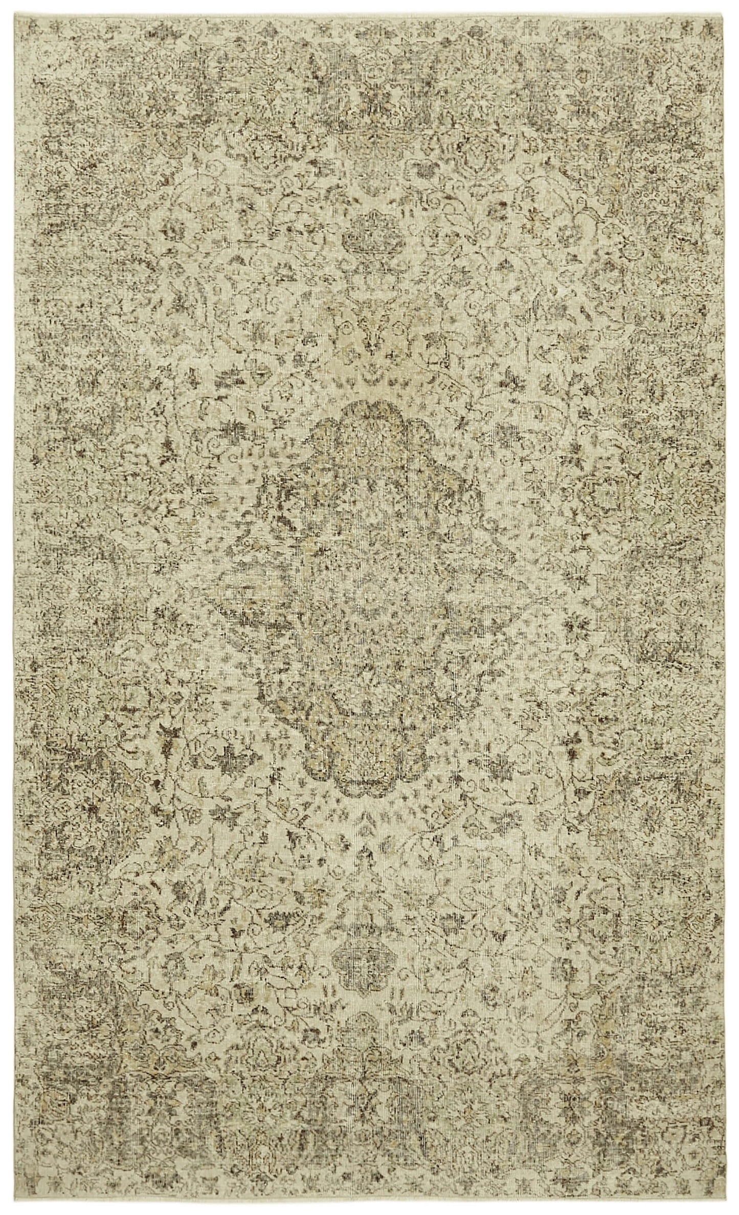 6x11 Beige Turkish Vintage Area Rug - 42001