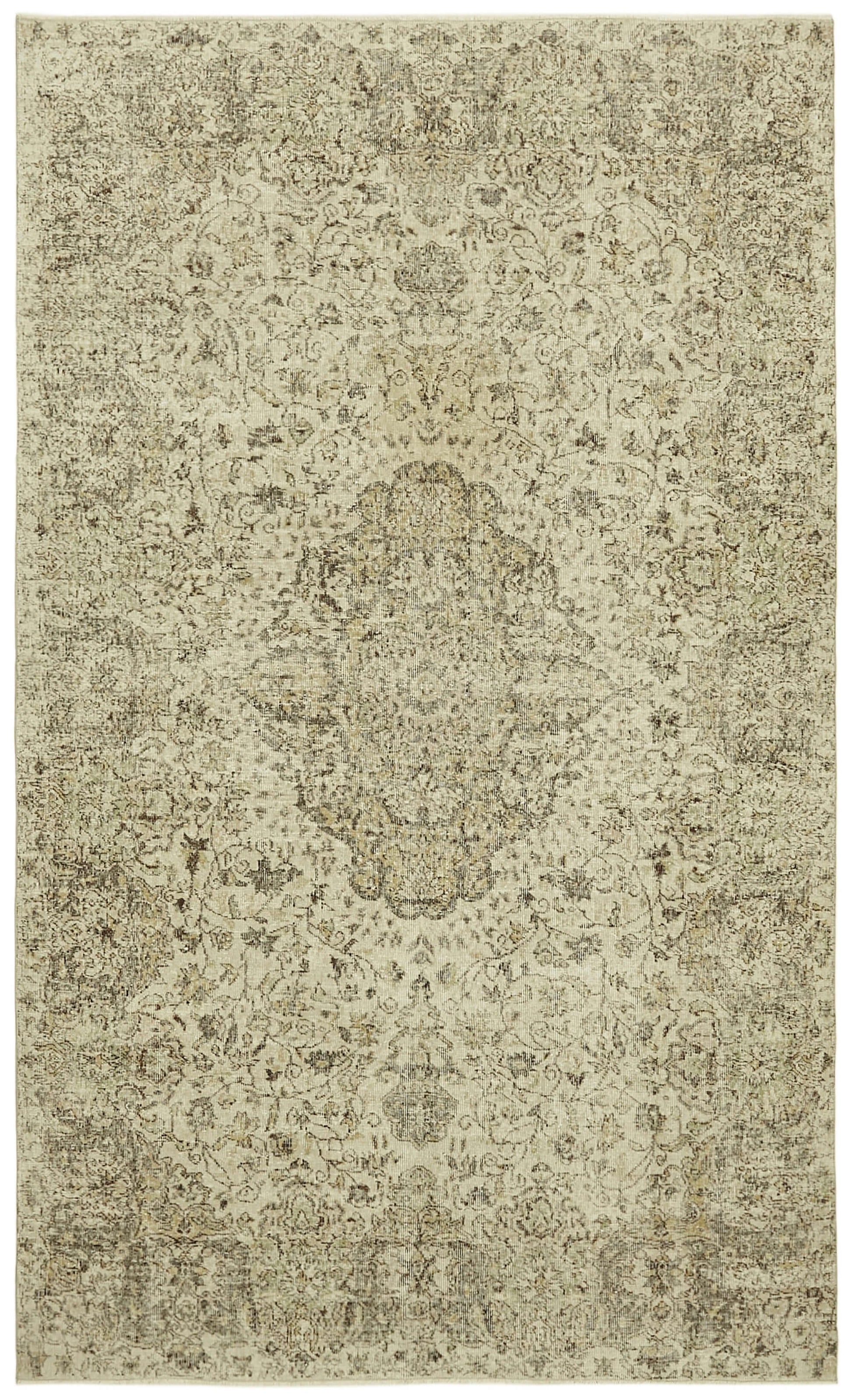 6x11 Beige Turkish Vintage Area Rug - 42001