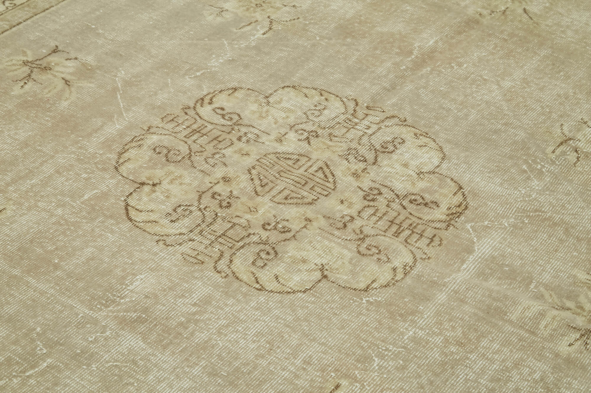 7x10 Beige Turkish Vintage Area Rug - 42008