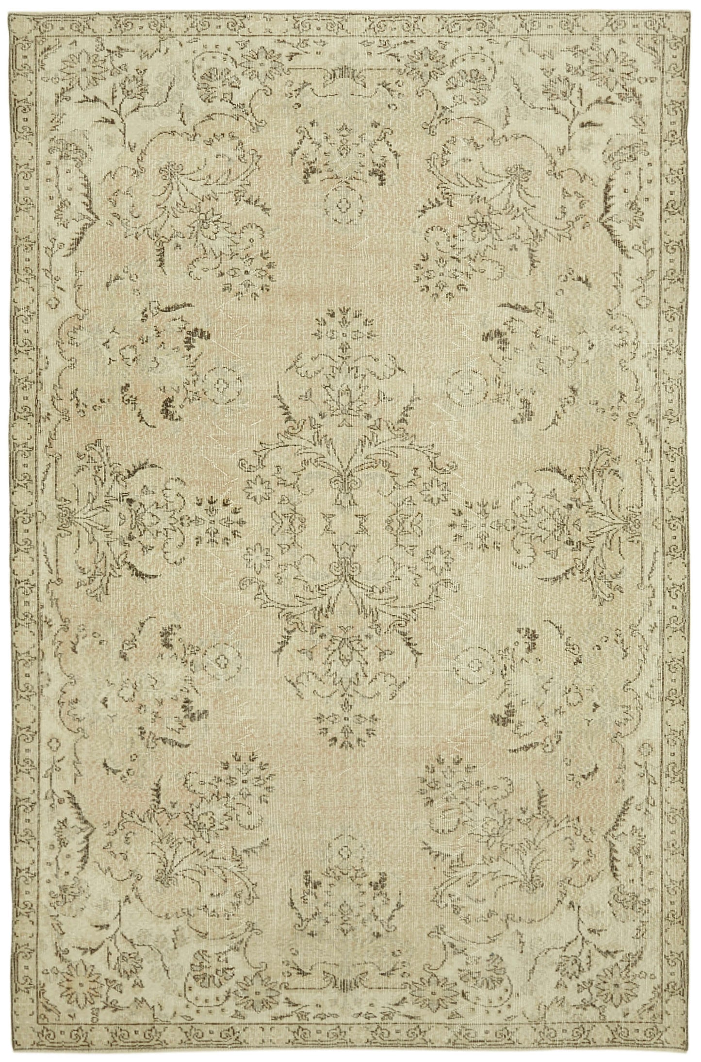 7x10 Beige Turkish Vintage Area Rug - 42010