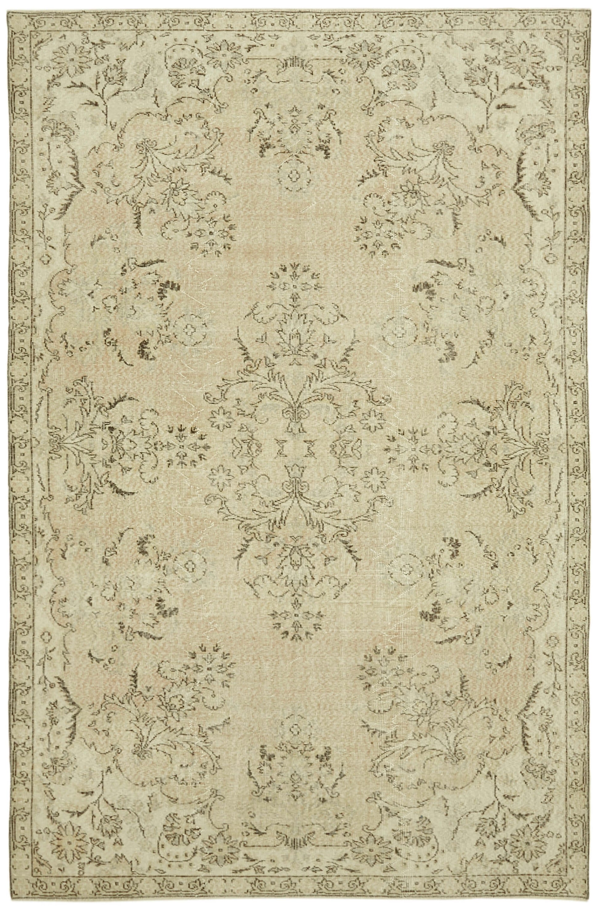 7x10 Beige Turkish Vintage Area Rug - 42010