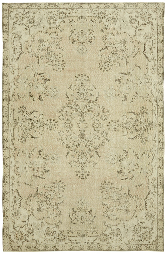 7x10 Beige Turkish Vintage Area Rug - 42010