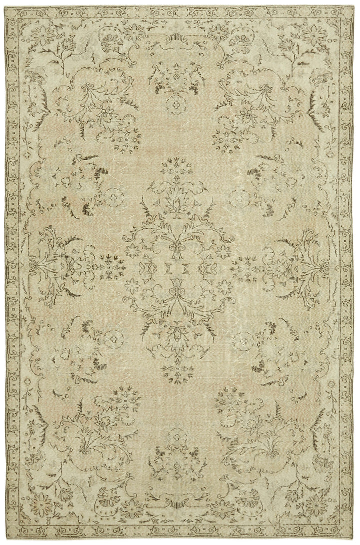 7x10 Beige Turkish Vintage Area Rug - 42010