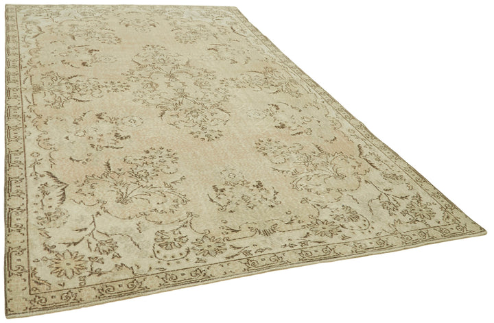 7x10 Beige Turkish Vintage Area Rug - 42010