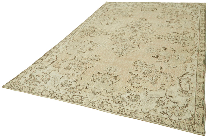 7x10 Beige Turkish Vintage Area Rug - 42010