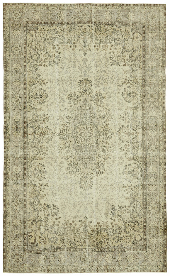 7x11 Beige Turkish Vintage Area Rug - 42014