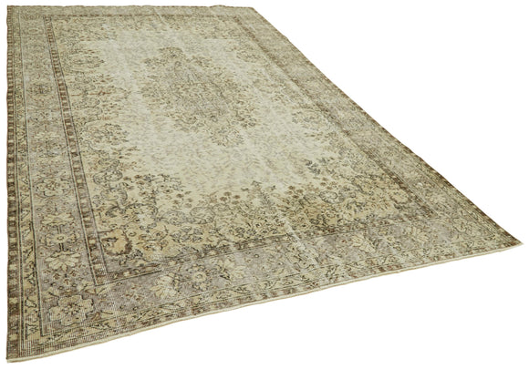 7x11 Beige Turkish Vintage Area Rug - 42014