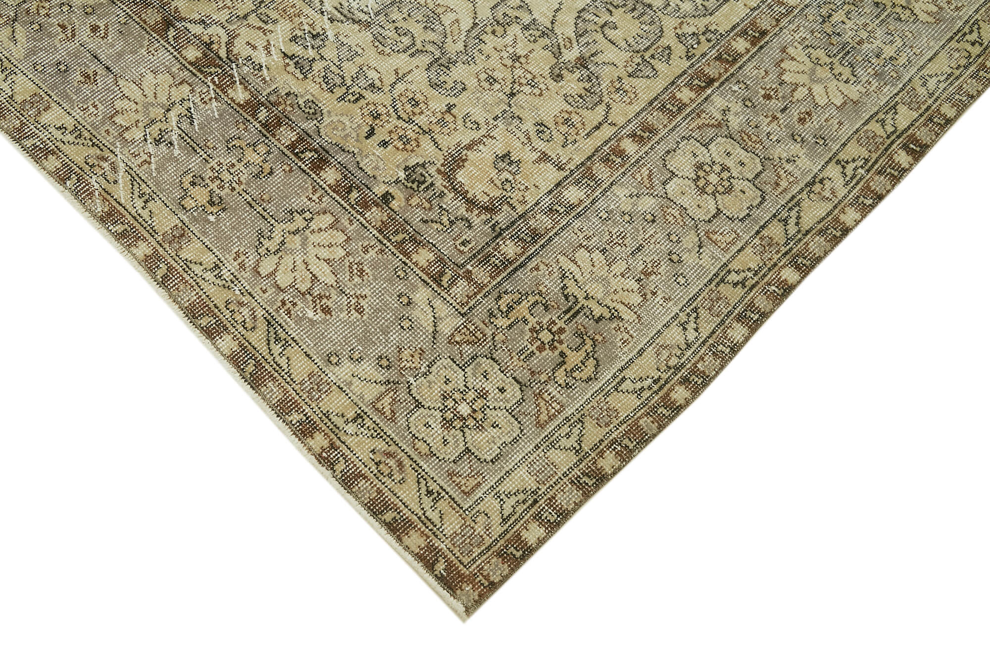 7x11 Beige Turkish Vintage Area Rug - 42014